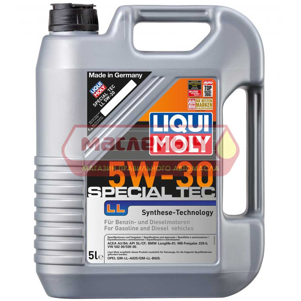 Масло моторное LIQUI MOLY 5w30 Special Tec LL (Leichtlauf-LL) синт.5л 1193/8055