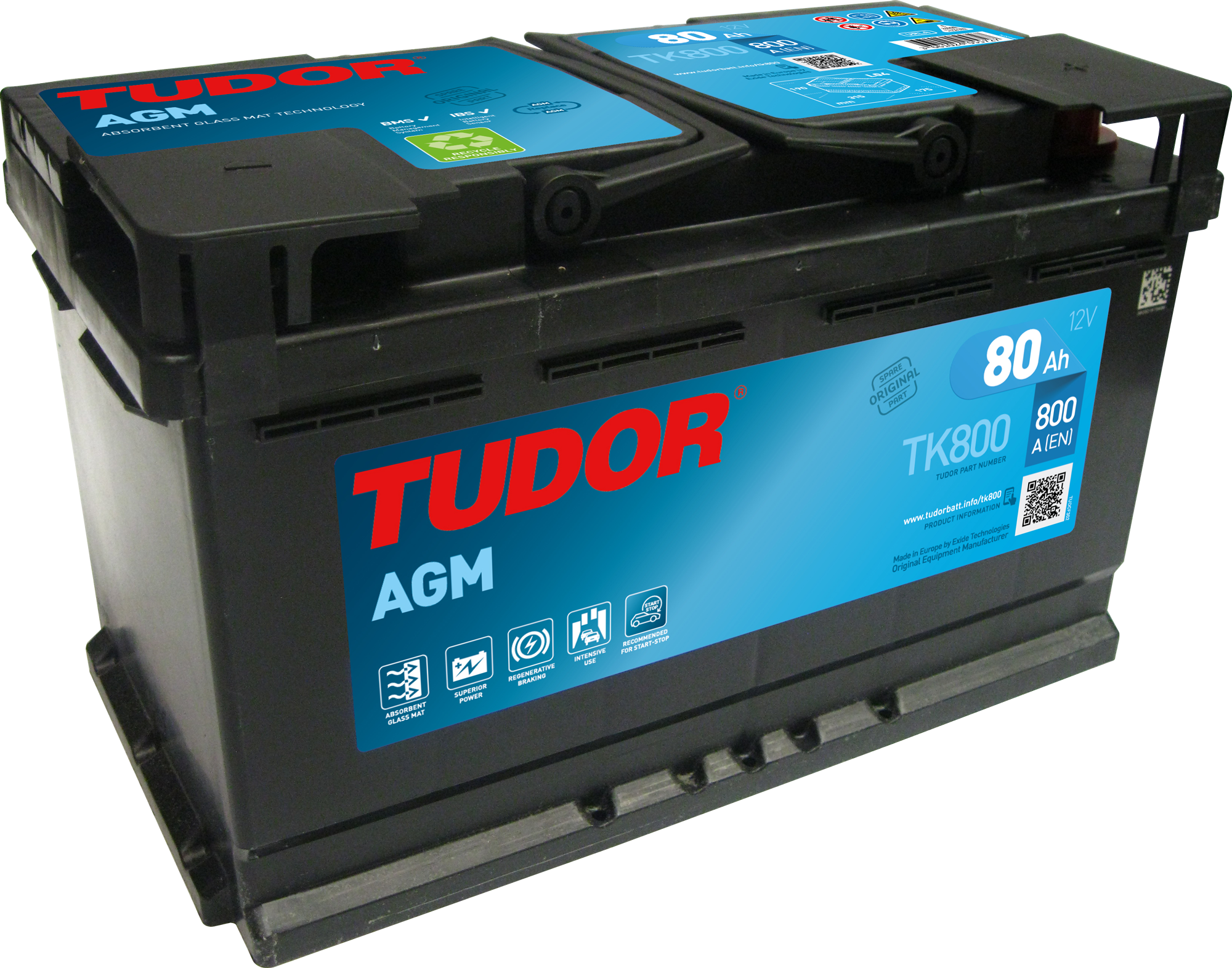 Аккумулятор TUDOR AGM  80 Ah о/п DIN L4 (TK800)