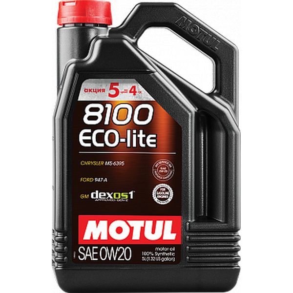 Масло моторное MOTUL 8100 Eco-Lite 0w20 5л Акция (5 по цене 4) 109516