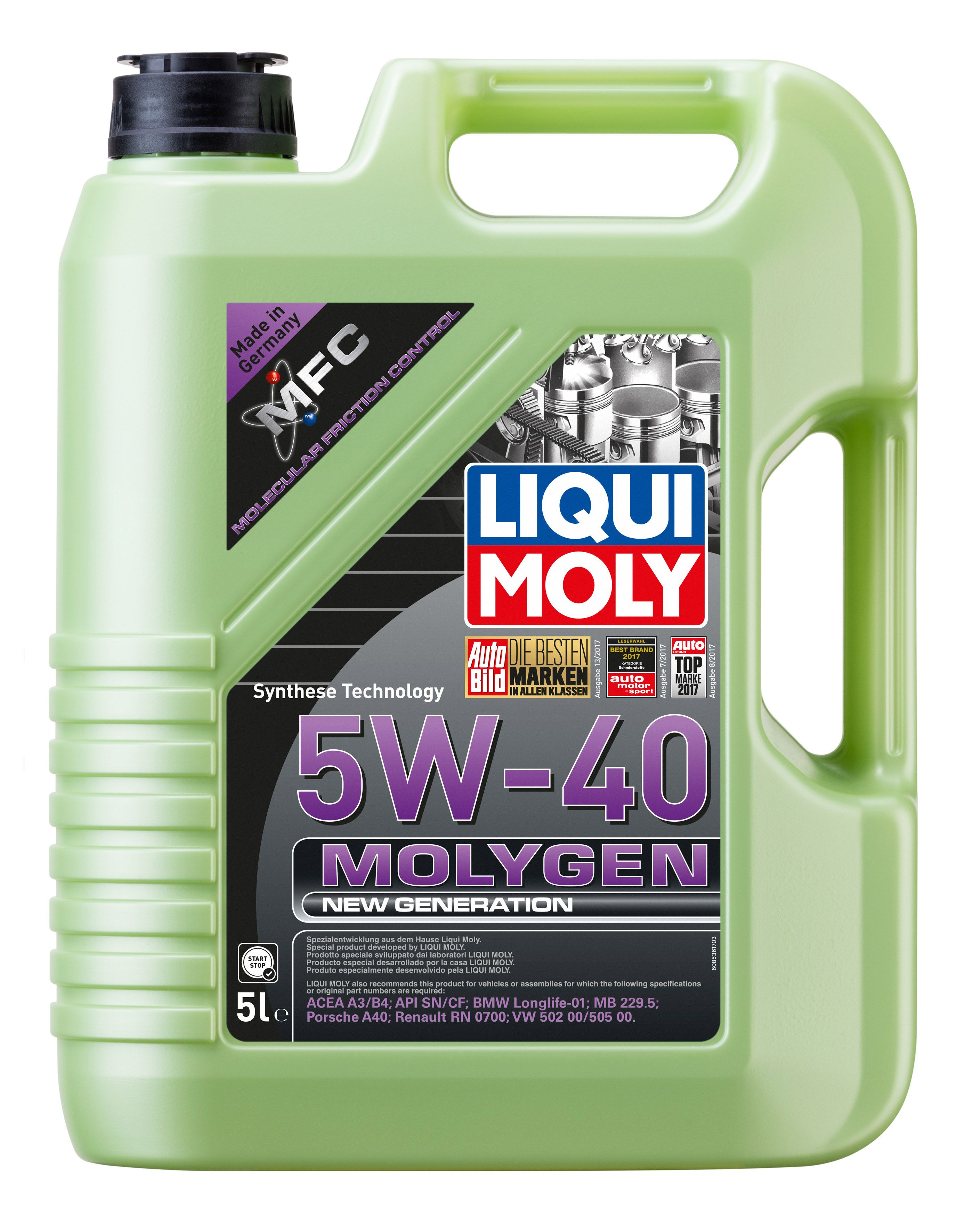 Масло моторное LIQUI MOLY 5w40 Molygen New Generation синт.5л 39023 АКЦИЯ