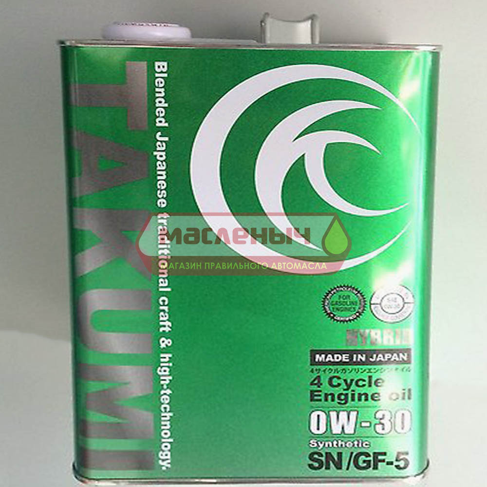 Масло моторное TAKUMI Hybrid 0w30 Synthetic(HIVI)+PAO синт.4л