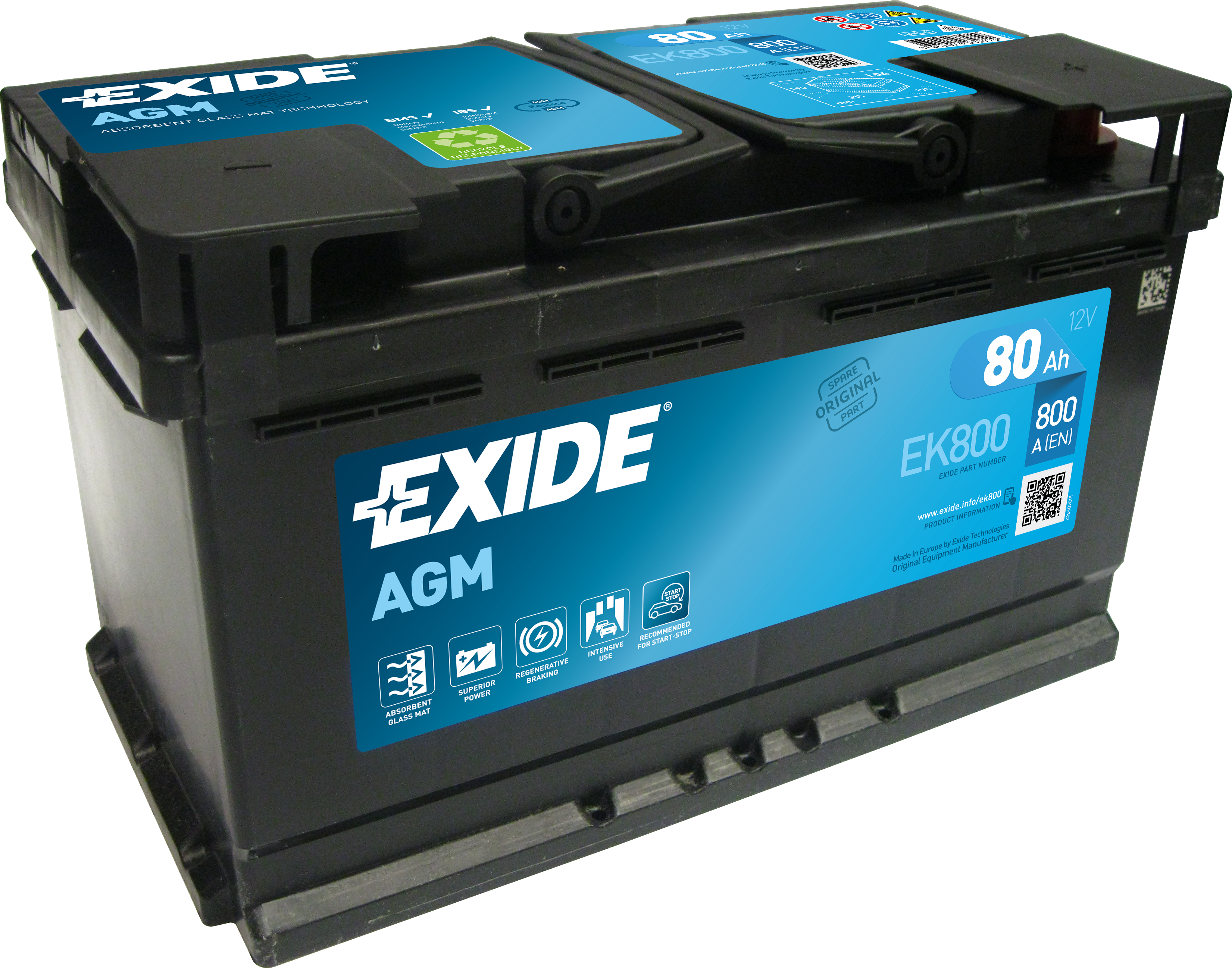 Аккумулятор EXIDE AGM Start&Stop 80 о/п EK800