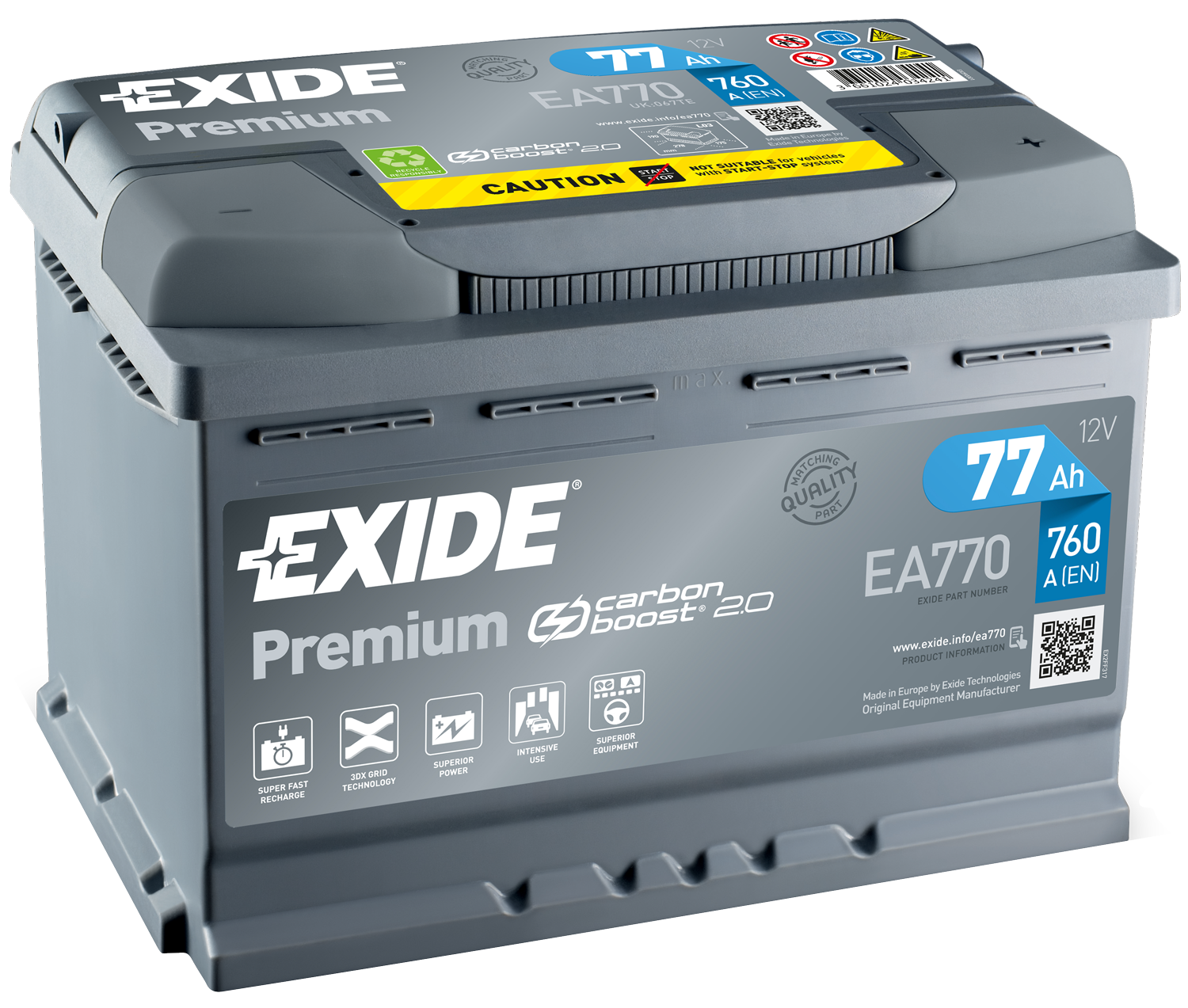 Аккумулятор Exide Premium 77 Ah о/п DIN L3