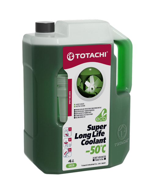 Жидкость охлаждающая Антифриз TOTACHI Green -50C Гибридный 4л