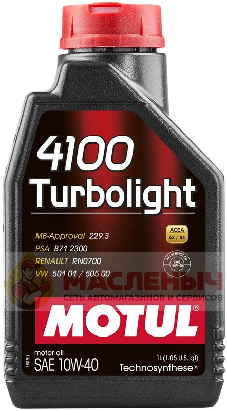 Масло моторное Motul 4100 Turbolight 10W-40 1л 108644