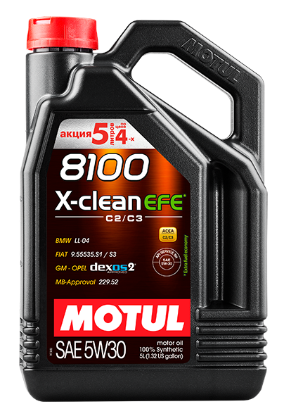 Масло моторное MOTUL 8100 X-Clean EFE 5w30 5л Акция (5 по цене 4) 109887