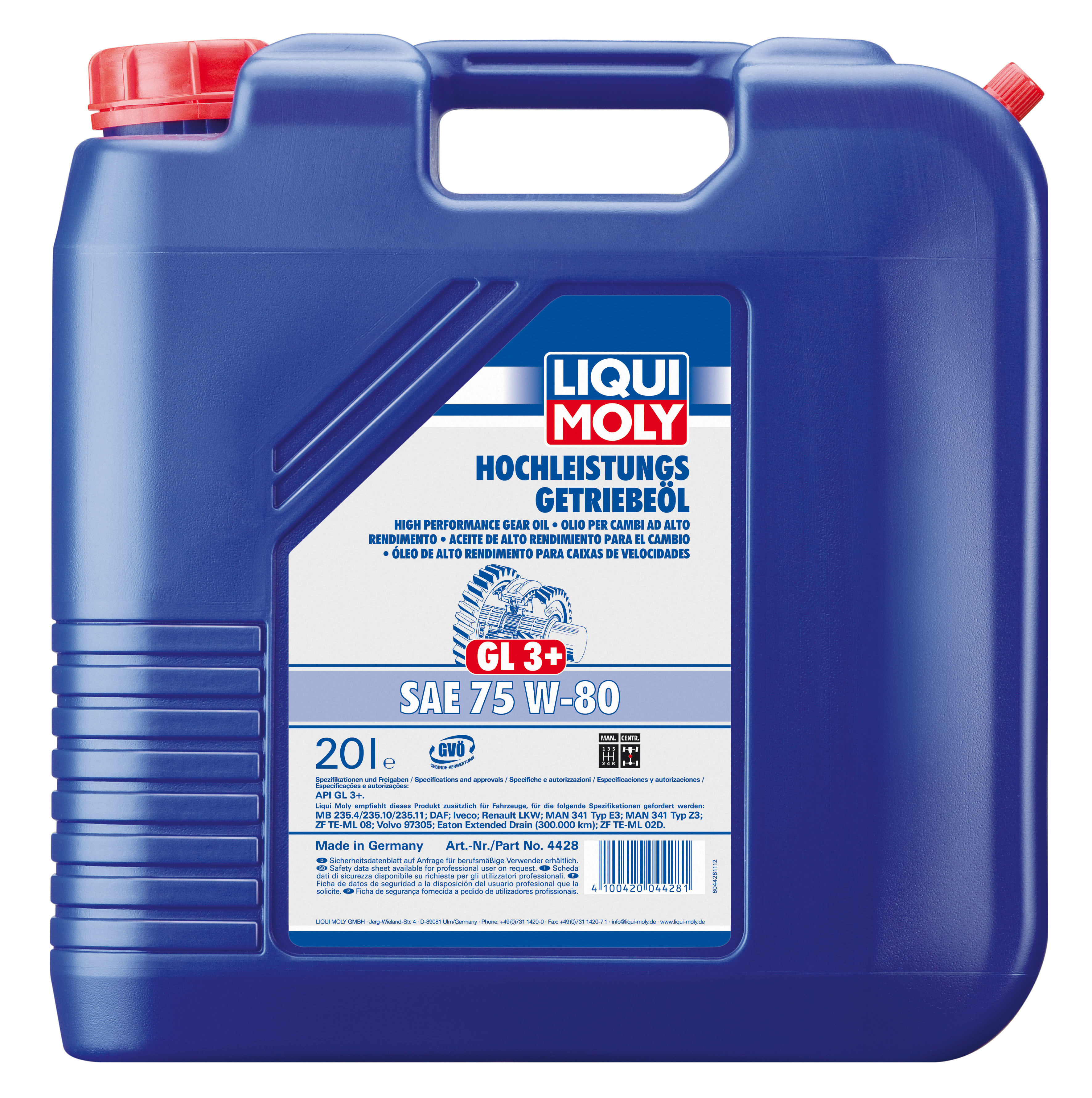 Масло трансмиссионное LIQUI MOLY TM 75W80 GL3/GL4 20л синт LM4428 4428  LIQUI MOLY — купить в Масленыч